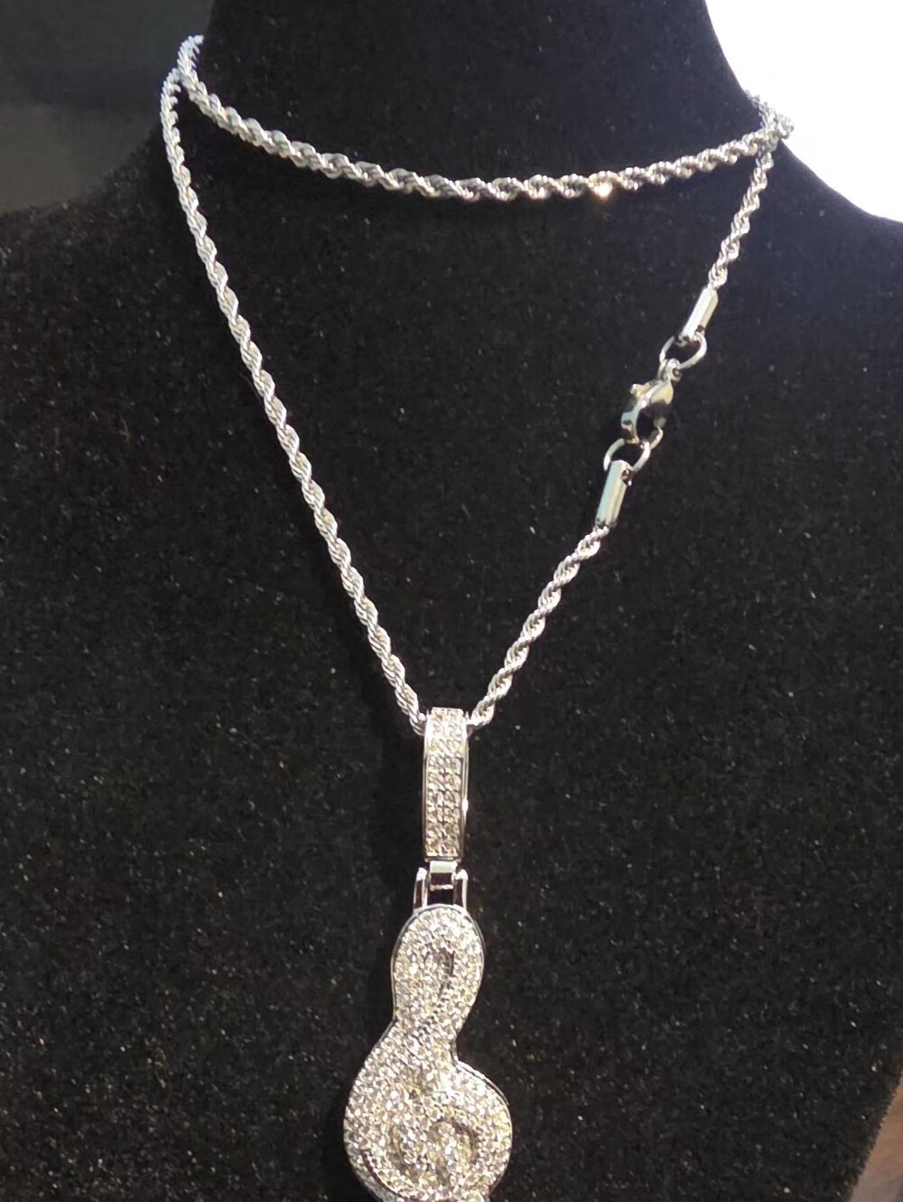 Silver Treble Clef Pendant Necklace - Women Jewelry